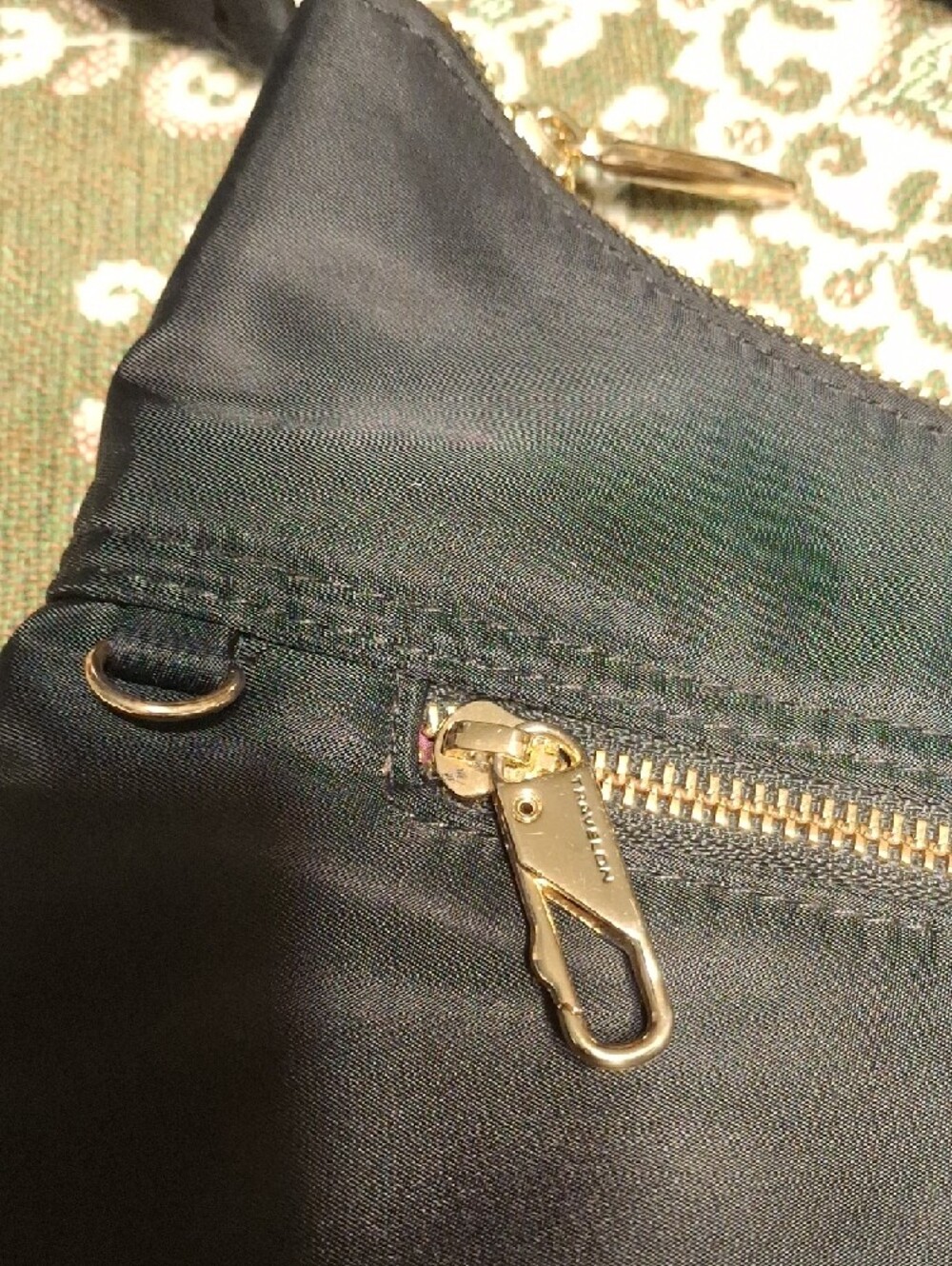 Black Nylon Crossbody Bag with Gold Hardware - Picture 4 of 13